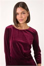 Wine Velvet Bodycon Midi Dress, Image 4 of 5