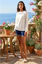 Ivory  Eyelet Detail Stretch Top, Image 2 of 4