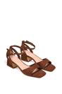 Brown XY LONDON Brown 'Hayley' Ankle Strap Block Low Heel Sandals With Cut Out, Image 5 of 5