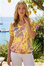 Yellow Floral Print Bubble Hem Tee, Image 1 of 4
