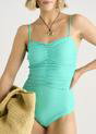 Green Gini London Green Ruched Front Removable Straps Bandeau Swimsuit, Image 3 of 4