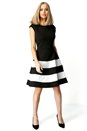 Black Colour Block Fit And Flare Dress, Image 2 of 4
