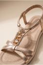 Gold iKrush Gold Saoirse Embellished Strappy Flat Sandals, Image 3 of 5