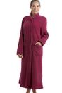 Burgundy Camille Lingerie Burgundy Soft Fleece Floral Button Up Housecoat, Image 4 of 5