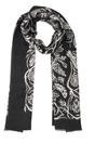 Black Ornate Floral Bordered Lightweight Scarf, Image 1 of 3