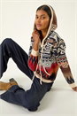 Navy Jacquard Hooded Knit, Image 1 of 5