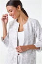 Ivory Lace Longline Formal Jacket, Image 1 of 6