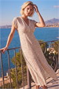 Light Pink Ditsy Lace Trim Midi Dress, Image 1 of 4