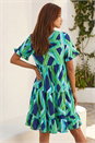 Green Abstract Print Tiered Smock Dress, Image 2 of 4