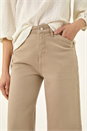 Beige Wide Leg Stretch Denim Culottes, Image 6 of 6