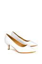White XY LONDON White 'Gwyneth' Pointed Toe Mid Stiletto Kitten Heel Court Shoes, Image 3 of 4