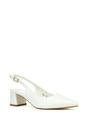 White 'Devon' Court Shoe Block Heels With Slingback, Image 2 of 6