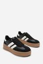 Black 'Brisa' Platform Lace Up Trainers with Side Stripes, Image 4 of 8