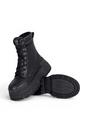 Black Womens Heel Mid High Combat Boots-Fusion, Image 4 of 7