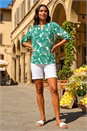 Green Leaf Print Shoulder Pleat Shirt, Image 2 of 4