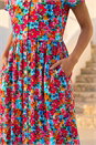 Pink Petite Floral Button Pocket Dress , Image 3 of 4