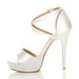 White AJVANI White High Heel Crossed Straps Platform Sandals, Image 3 of 6