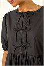 Black Tie Front Smock Dress, Image 5 of 5