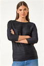 Black Wave Textured Stretch Top, Image 5 of 5