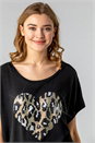 Black Diamante Embellished Animal Heart Top, Image 4 of 4