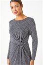 Grey Glitter Twist Detail Stretch Dress, Image 4 of 5