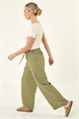 Khaki Petite Pull On Woven Trouser, Image 1 of 5