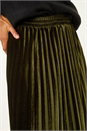 Dark Green Velvet Pleated Midi Skirt, Image 5 of 7