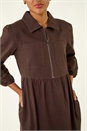 Chocolate Front Zip Midi Dress, Image 5 of 5