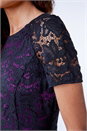 Purple Flute Hem Lace Midi Dress, Image 5 of 5