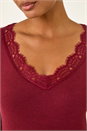 Red Lace V-Neck Stretch Top, Image 5 of 5