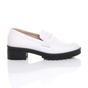 White Flat Chunky Heeled Penny Loafers, Image 2 of 5
