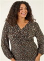 Black Curve Spot Twist Stretch Dress, Image 4 of 5