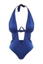 Royal Blue WOVCOR Royal Blue Plunge Halterneck Cut Out Detail Swimsuit, Image 2 of 3