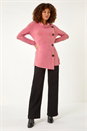 Coral Cowl Neck Button Stretch Top, Image 2 of 5
