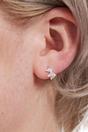 Silver Sterling Silver CZ Leaf Huggie Hoops 6mm, Image 2 of 3