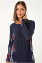 Midnight Blue Side Printed Stretch Tunic Top, Image 4 of 5