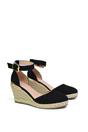 Black XY LONDON Black 'Forest' Closed Toe Espadrille Wedge Heel Sandals, Image 4 of 5
