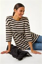 Black Crochet Knit Stripe Tunic Top, Image 1 of 5