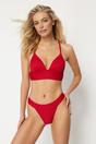 Red WOVCOR Red Textured Regular Waist Bikini Bottom with Minimal High Leg Fit, Image 1 of 4