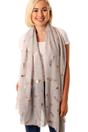 Grey Rose Gold Foil Feather Lightweight Scarf, Image 3 of 4