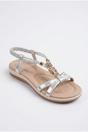 Silver iKrush Silver Saoirse Embellished Strappy Flat Sandals, Image 2 of 5