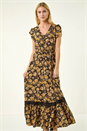 Yellow Floral Buttoned Maxi Dress, Image 1 of 5