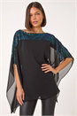 Green Sequin Yoke Contrast Chiffon Top, Image 1 of 5