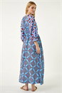 Blue Abstract Print V-Neck Maxi Dress, Image 3 of 5
