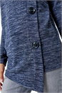 Midnight Blue Roll Neck Button Detail Tunic Top, Image 5 of 5
