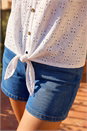Ivory  Broderie Tie Front Button Top, Image 4 of 4