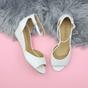 White AJVANI White Mid Wedge Heel Ankle Strap Sandals, Image 4 of 6
