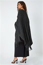 Black One Size Metallic Knit Fringe Cape, Image 3 of 5