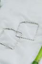 Silver Hammered Square Threader Hoop Earrings, Image 2 of 2
