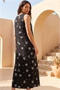 Black Cotton Palm Print Pocket Midi Dress , Image 3 of 4
